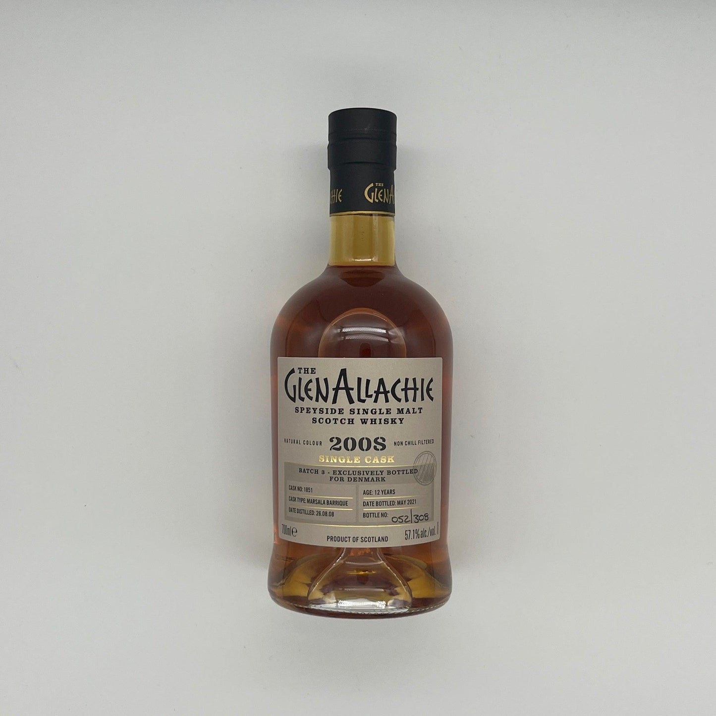 Glenallachie 12 Year Old Single Marsala Cask #1851 Denmark 2021 Release (30ml, 57.1%)