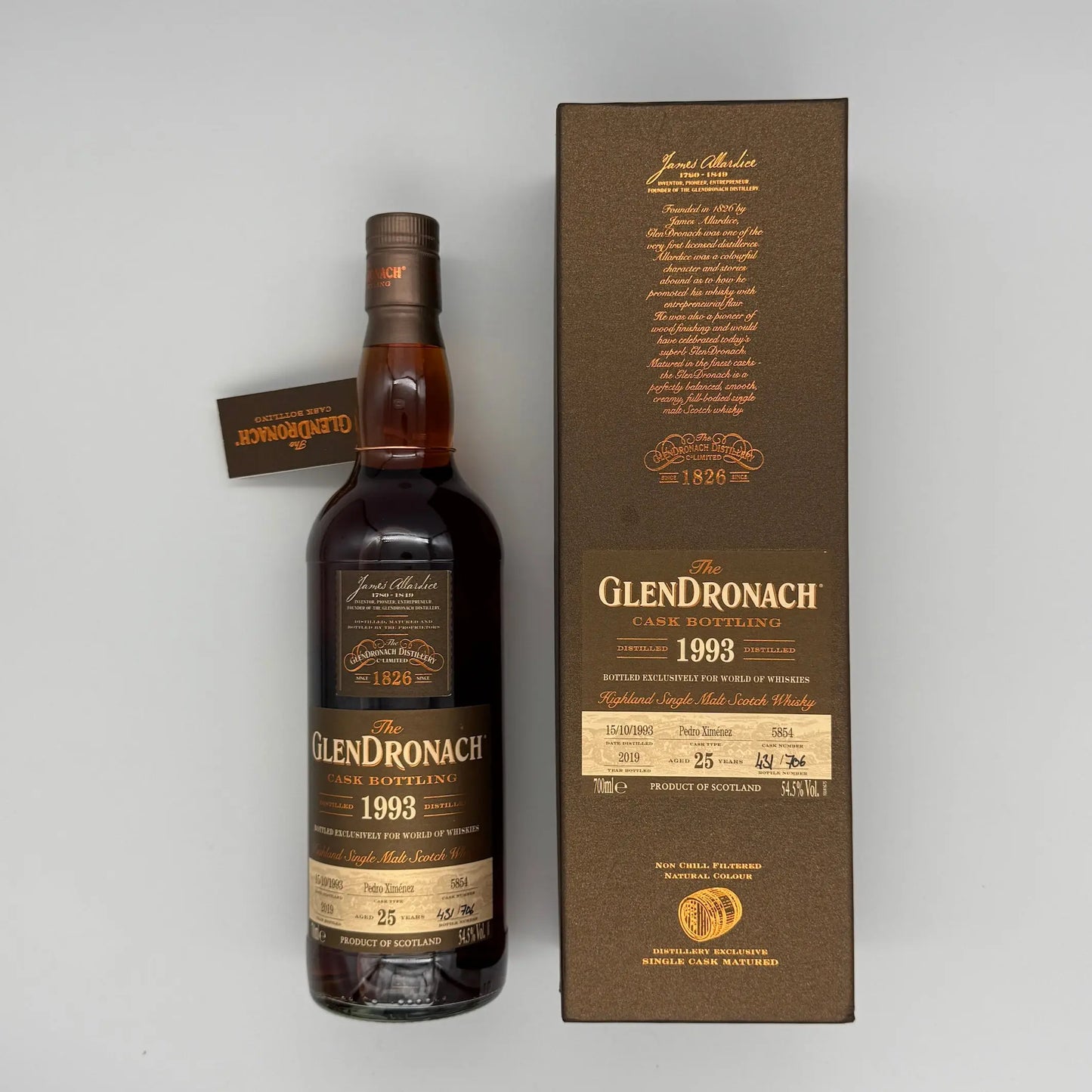 Glendronach 25 Year Old 1993 Single Cask #5854 2019 Release (700ml, 54.5%) Chameleon Whisky