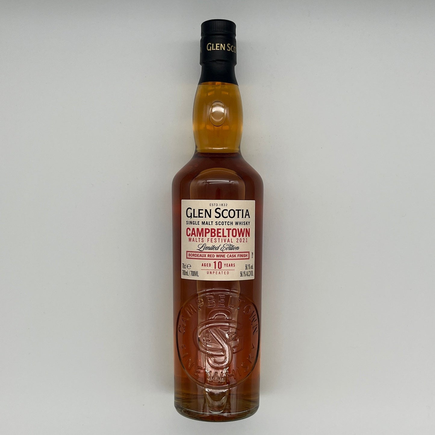 Glen Scotia 10 Year Old Bordeaux Wine Finish Campbeltown Malts Festival 2021 Release (30ml, 56.1%)