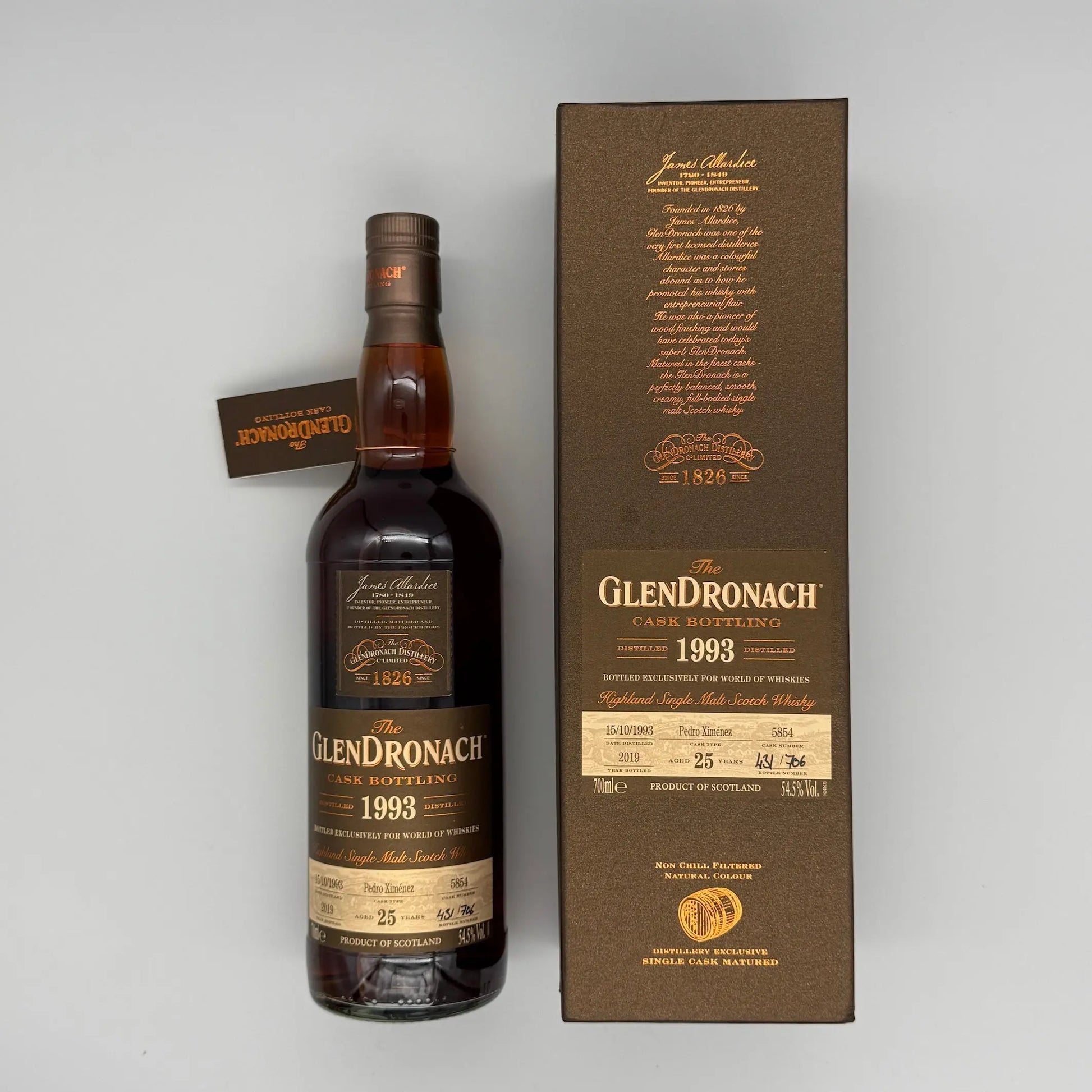 Glendronach 25 Year Old 1993 Single Cask #5854 2019 Release (700ml, 54.5%) Chameleon Whisky